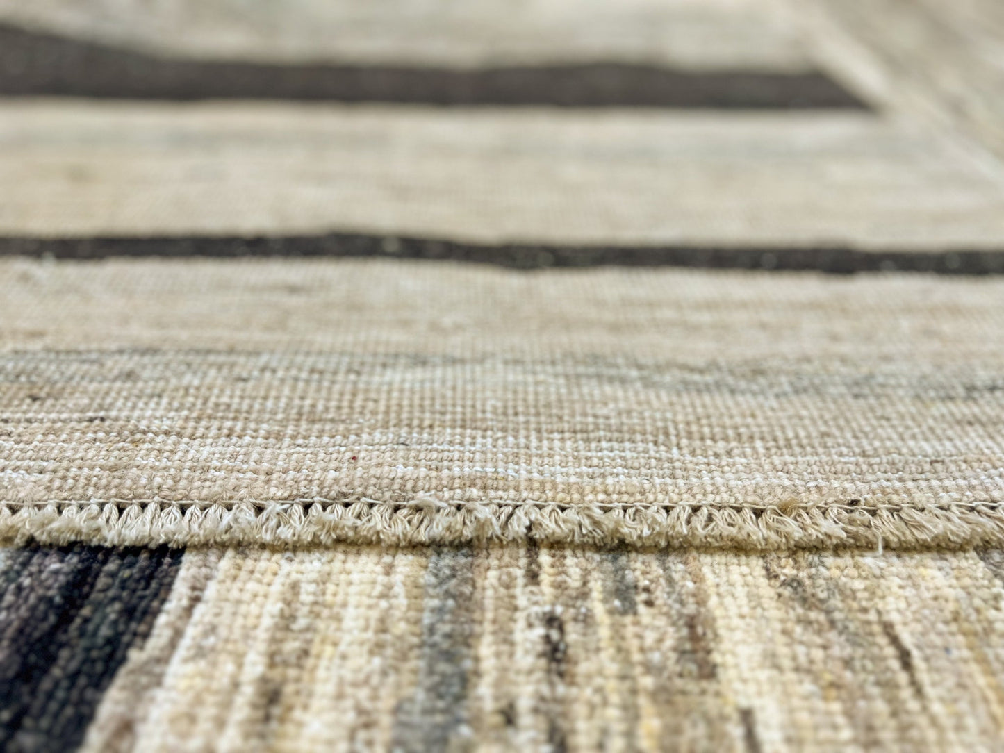 Modern Striped Gabbeh (8'02"x9'11") undyed/natural