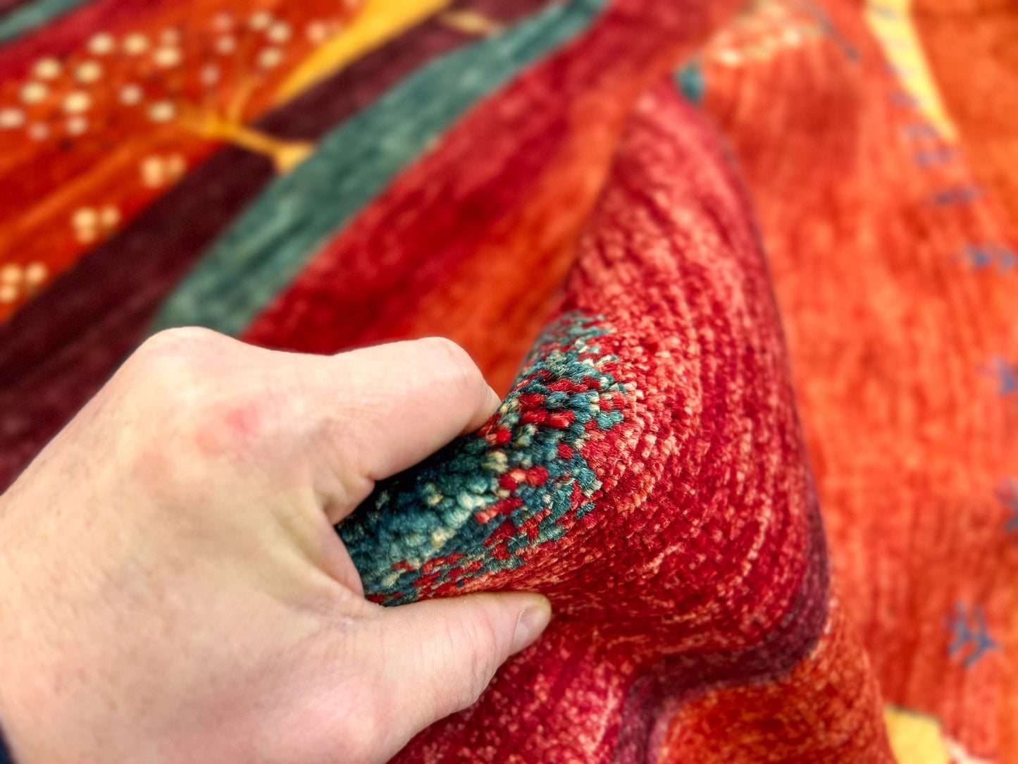 Scenic Afghan Gabbeh (8'03"x9'09") rust/red/dk.green