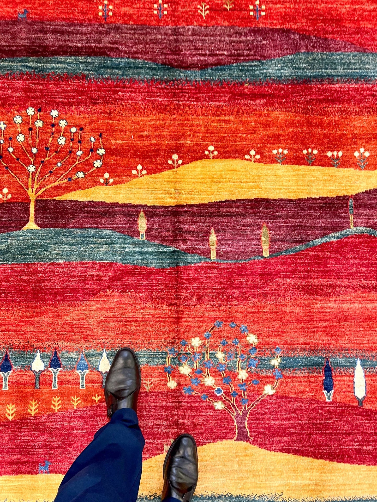 Scenic Afghan Gabbeh (8'03"x9'09") rust/red/dk.green