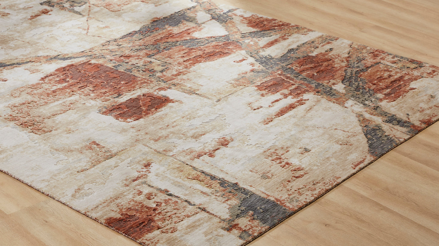 detailed texture of Rust/Sand Abstract Area Rug -Vaughn Collection