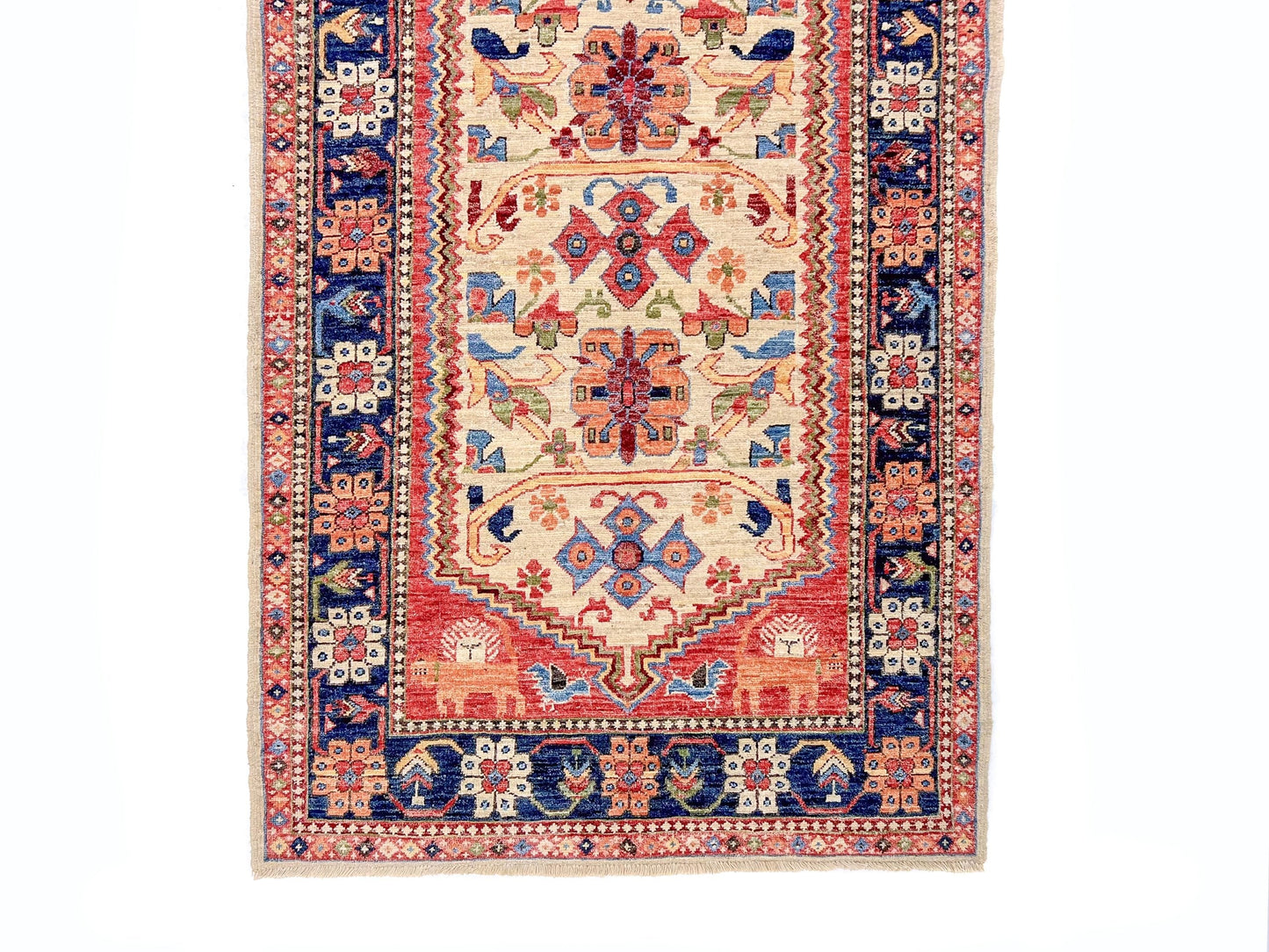 Afghan Qashqai Runner (3'00"x8'02) ivory/navy