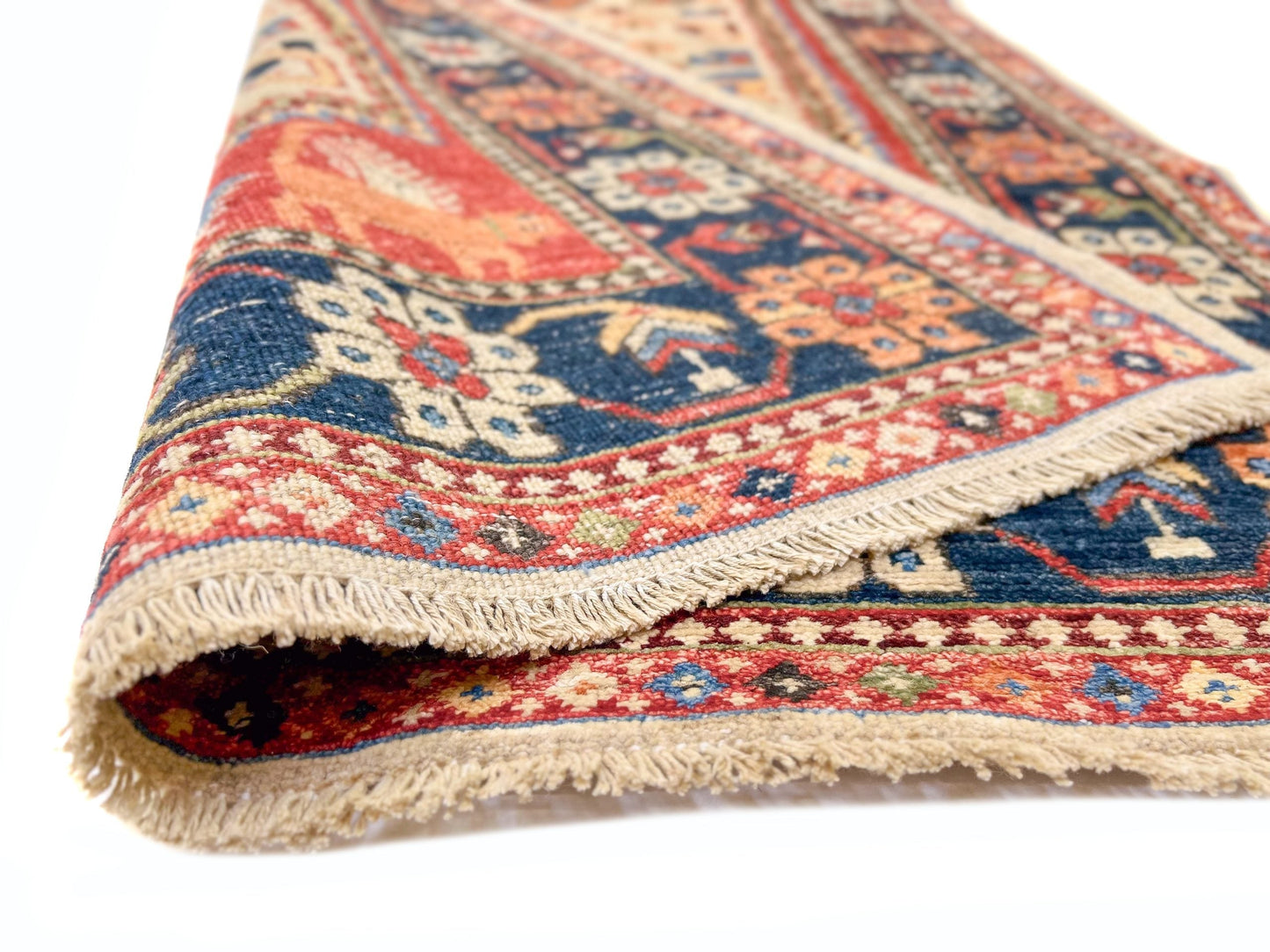 Afghan Qashqai Runner (3'00"x8'02) ivory/navy