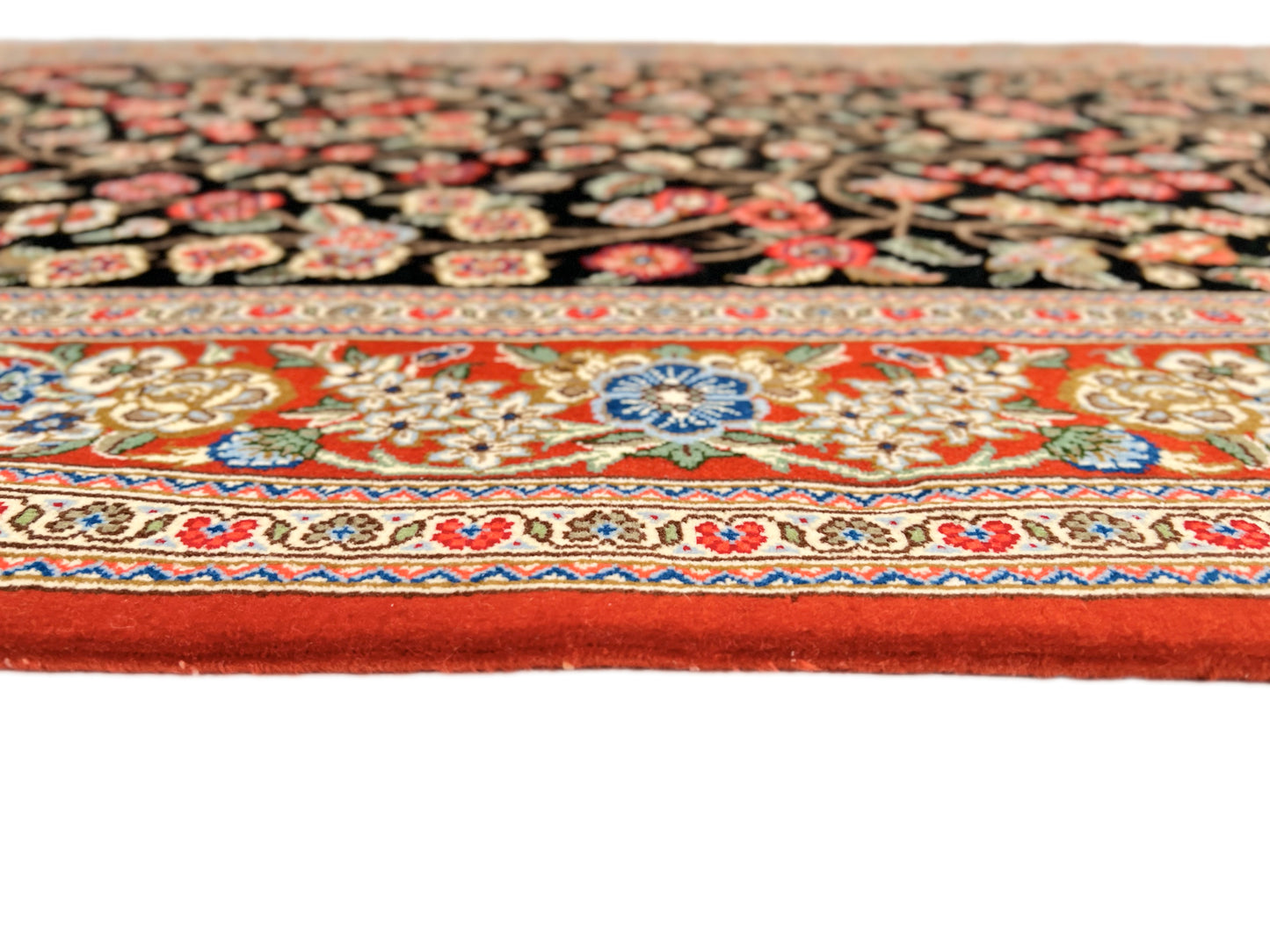 Persian Qom w. silk Tree of Life (4'05"x6'06") black/red