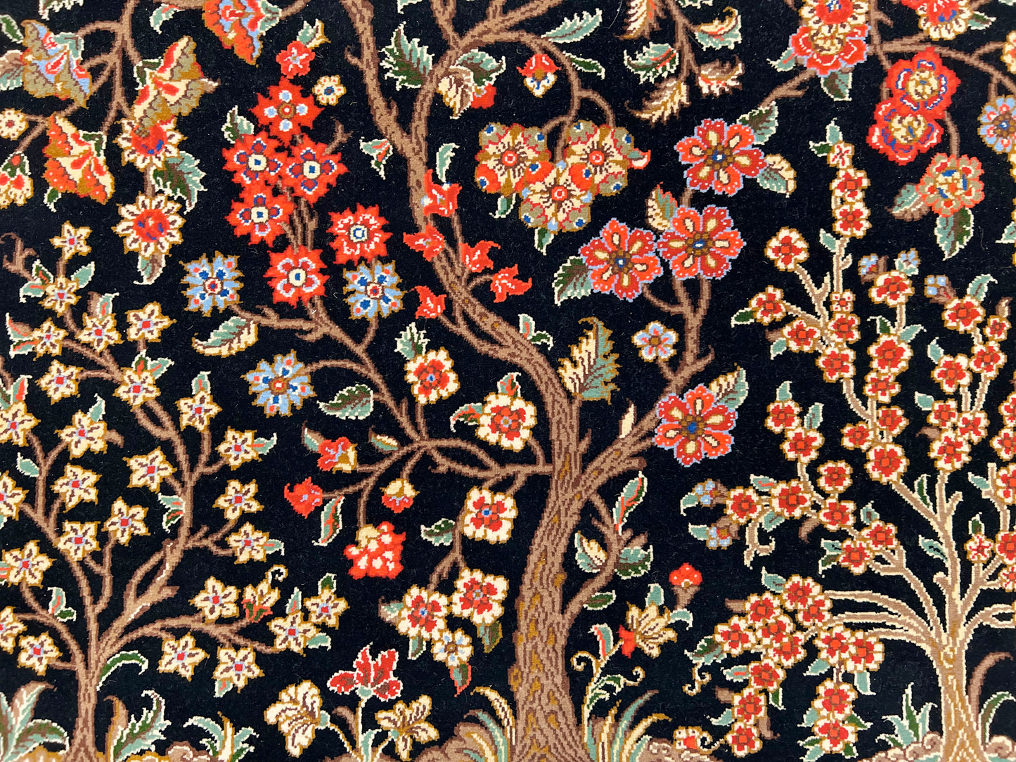 Persian Qom w. silk Tree of Life (4'05"x6'06") black/red