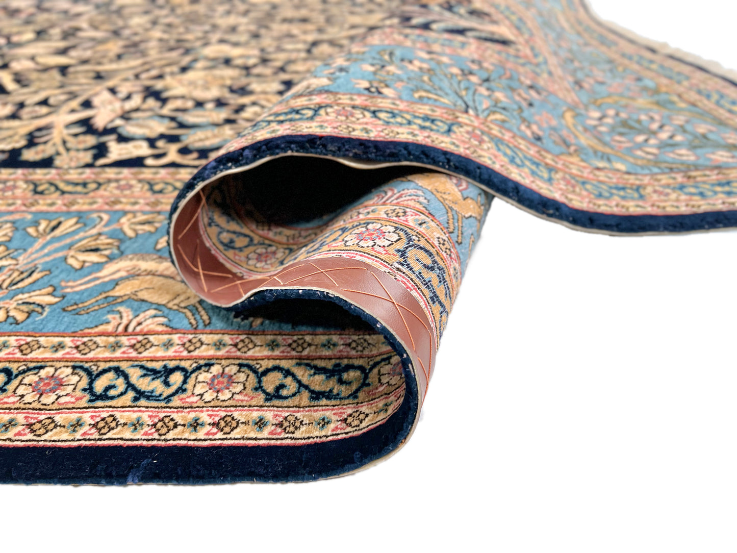 Semi-Antique Persian Qom-Tree of life (8'00" x 11'04") navy/lt.blue