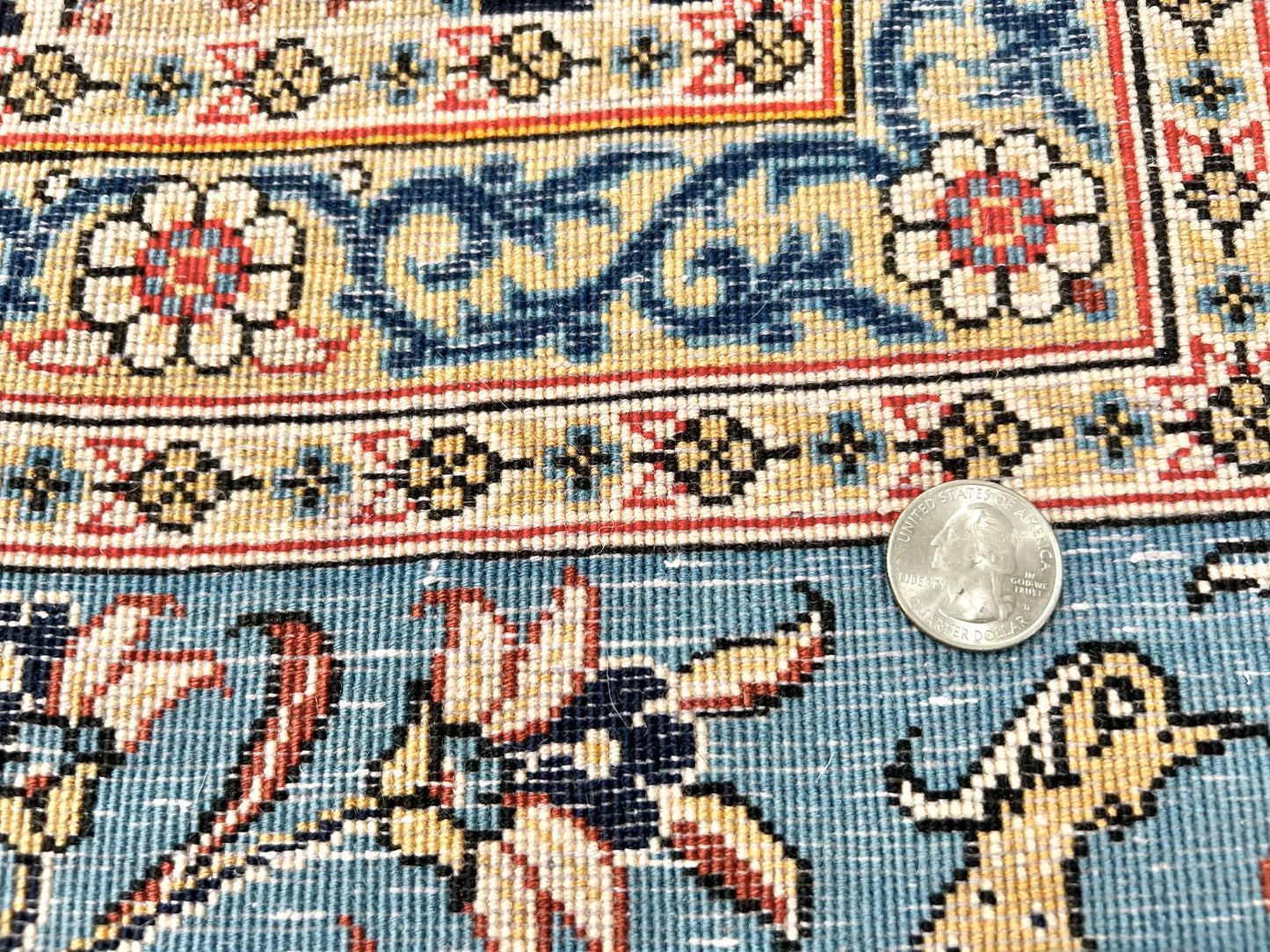 Semi-Antique Persian Qom-Tree of life (8'00" x 11'04") navy/lt.blue