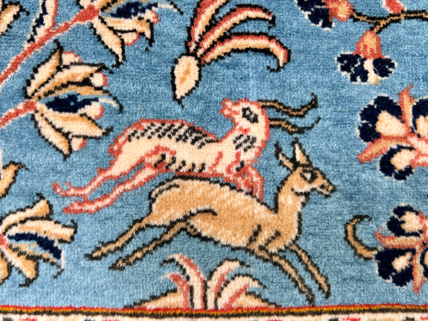 Semi-Antique Persian Qom-Tree of life (8'00" x 11'04") navy/lt.blue