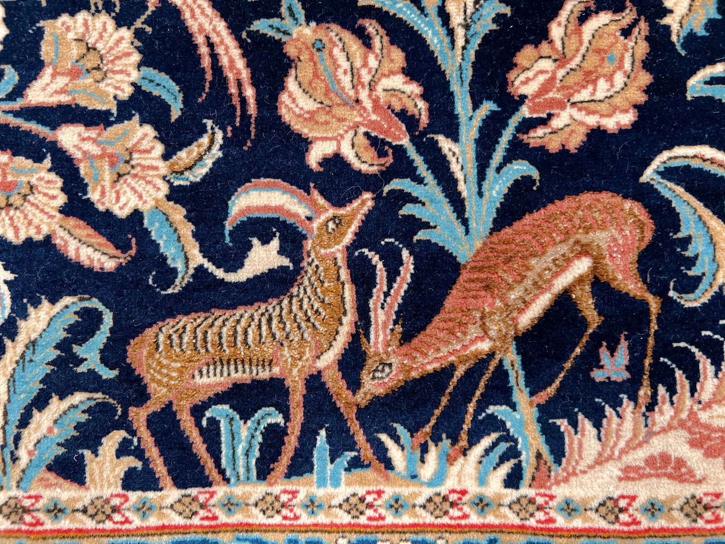 Semi-Antique Persian Qom-Tree of life (8'00" x 11'04") navy/lt.blue