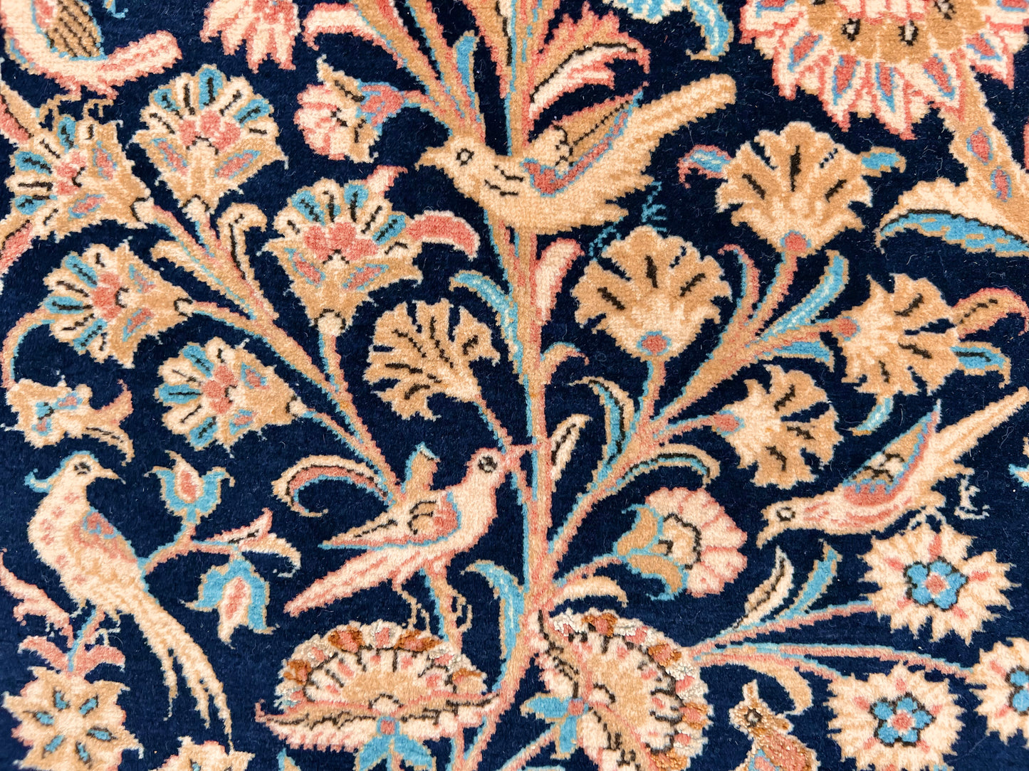 Semi-Antique Persian Qom-Tree of life (8'00" x 11'04") navy/lt.blue