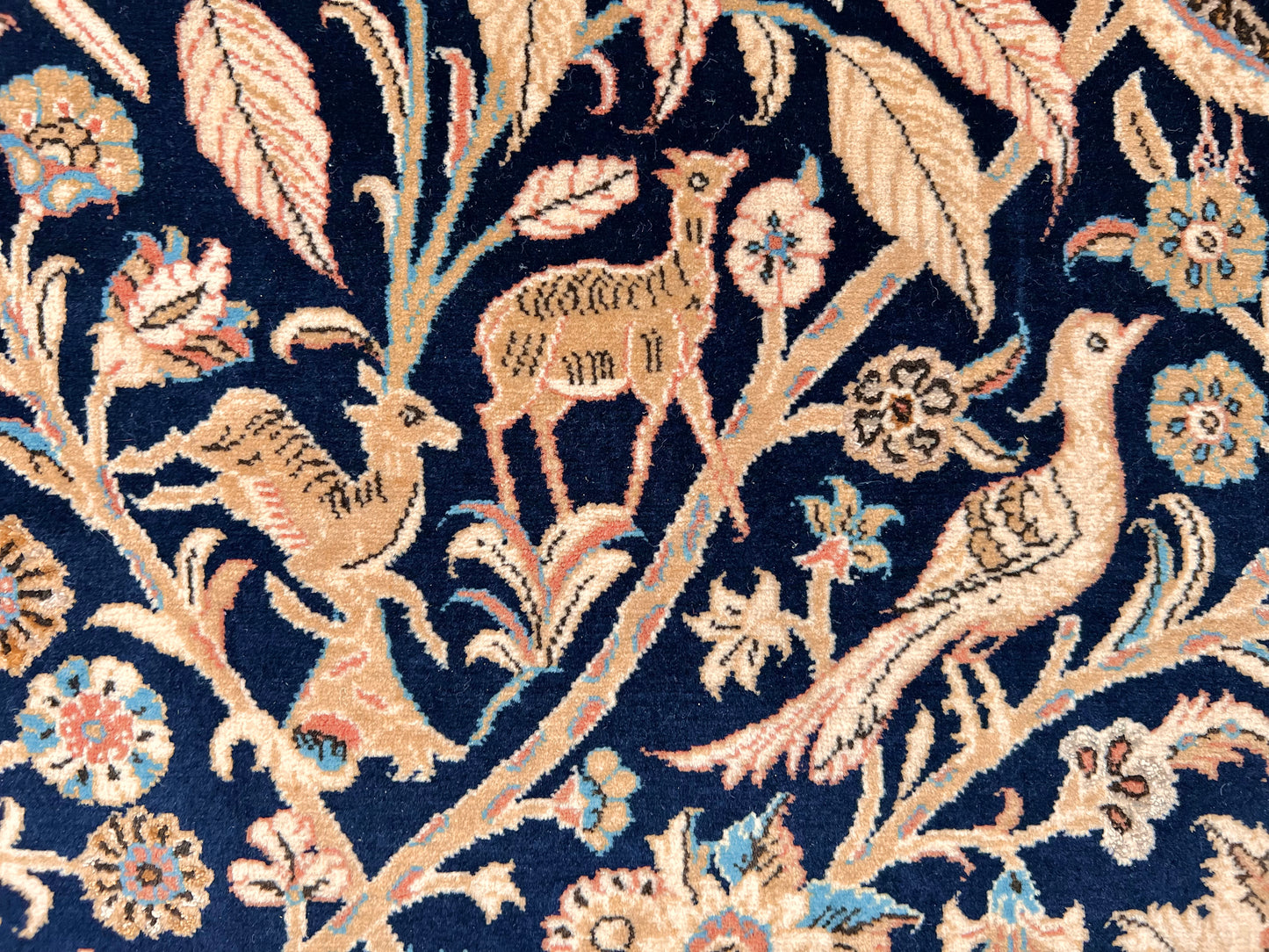 Semi-Antique Persian Qom-Tree of life (8'00" x 11'04") navy/lt.blue