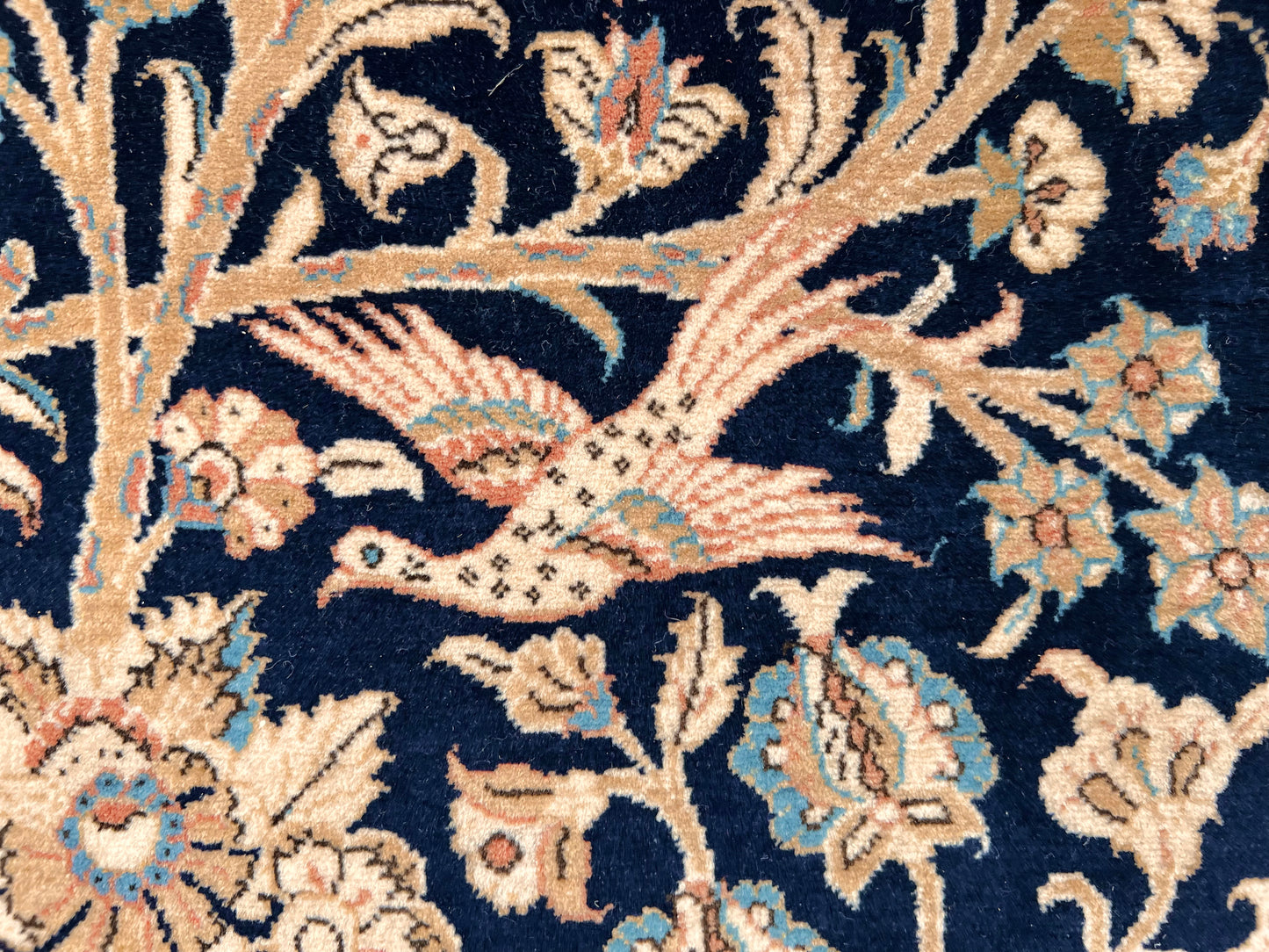 Semi-Antique Persian Qom-Tree of life (8'00" x 11'04") navy/lt.blue