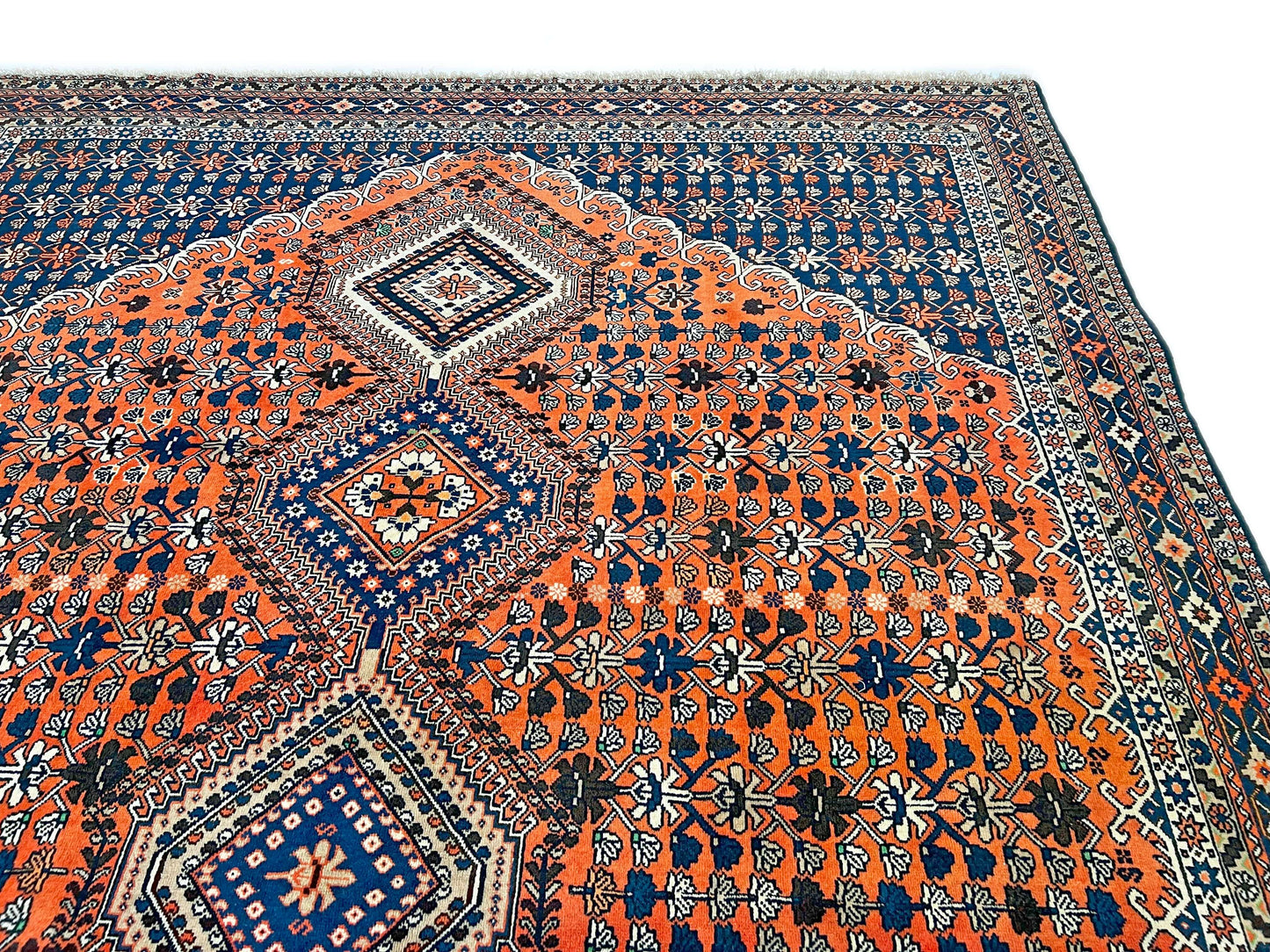 Persian Yalameh (6'09"x10'00") peach/indigo