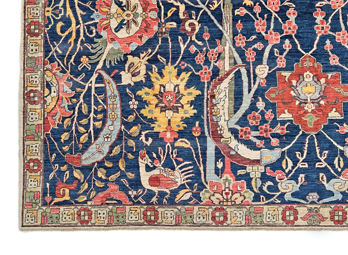 Afghan-made Bird of Paradise (9'03"x12'00") indigo