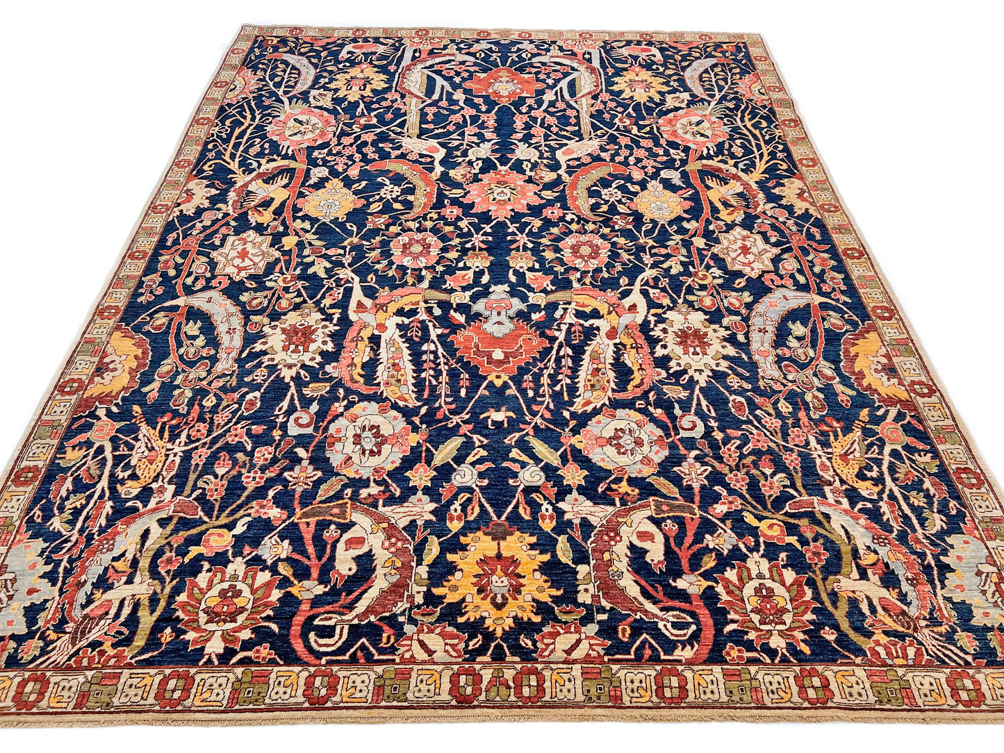 Afghan-made Bird of Paradise (9'03"x12'00") indigo