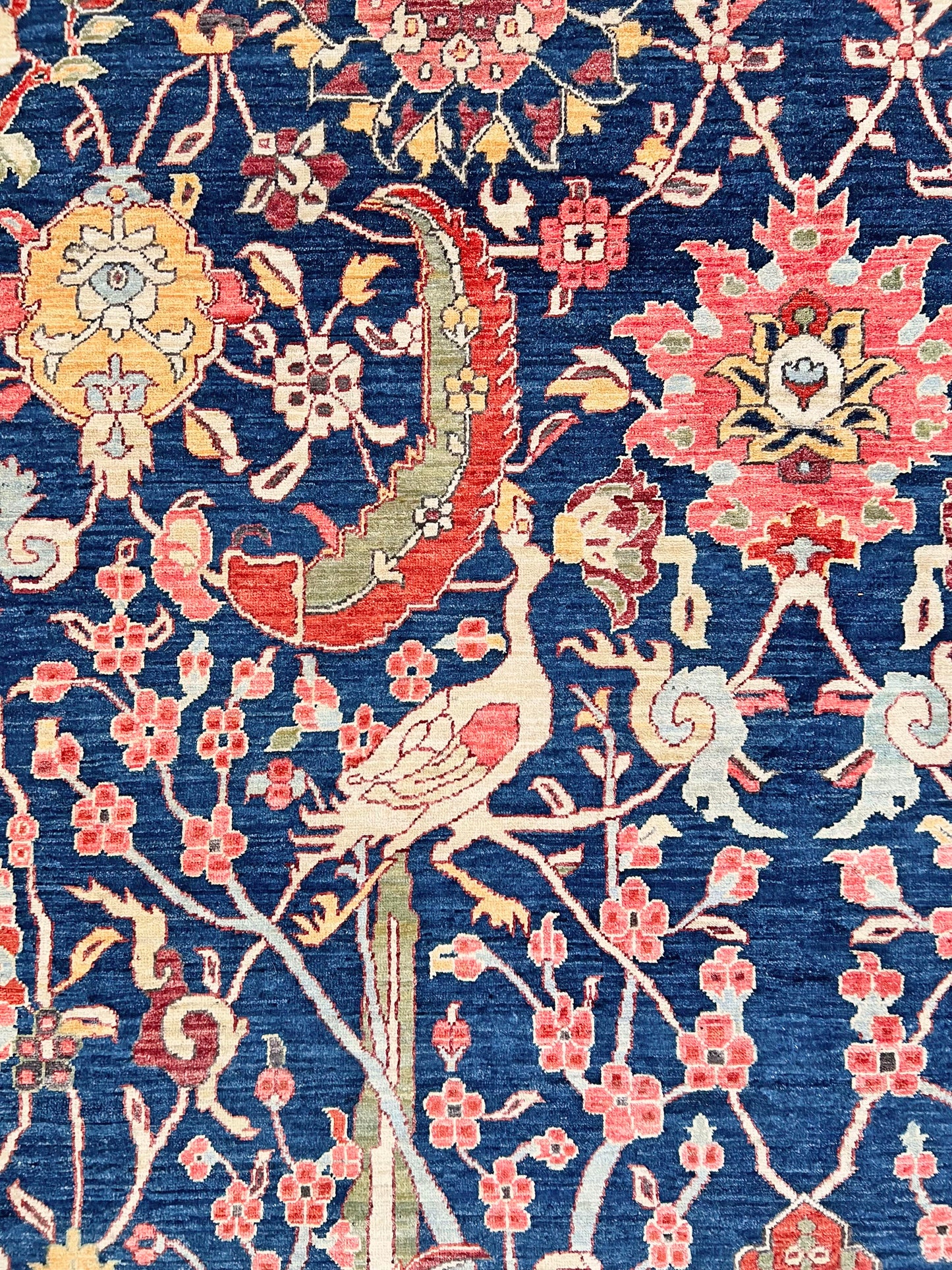 Afghan-made Bird of Paradise (9'03"x12'00") indigo