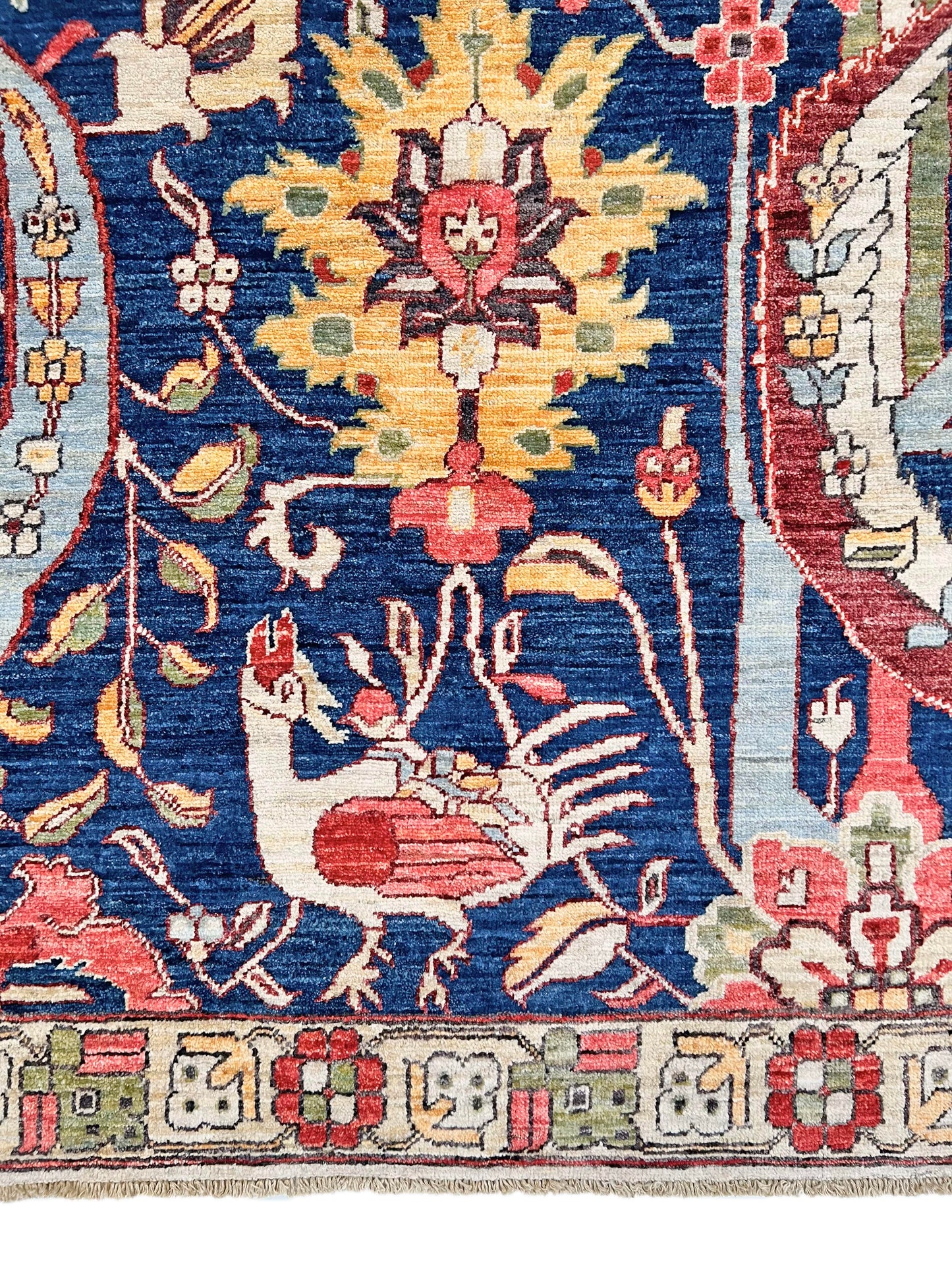 Afghan-made Bird of Paradise (9'03"x12'00") indigo