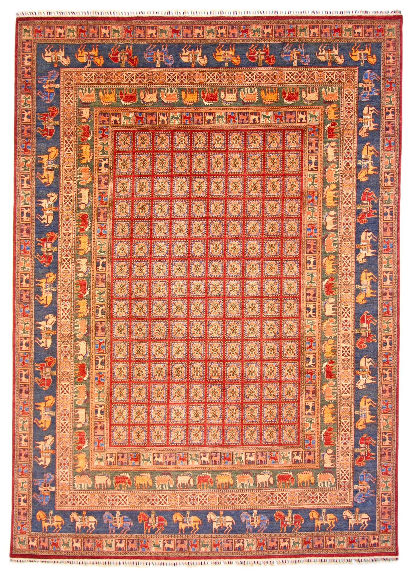 Afghan Pazyryk (8'08"x12'02") red/blue