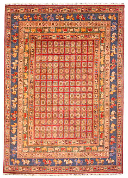 Afghan Pazyryk (8'08"x12'02") red/blue