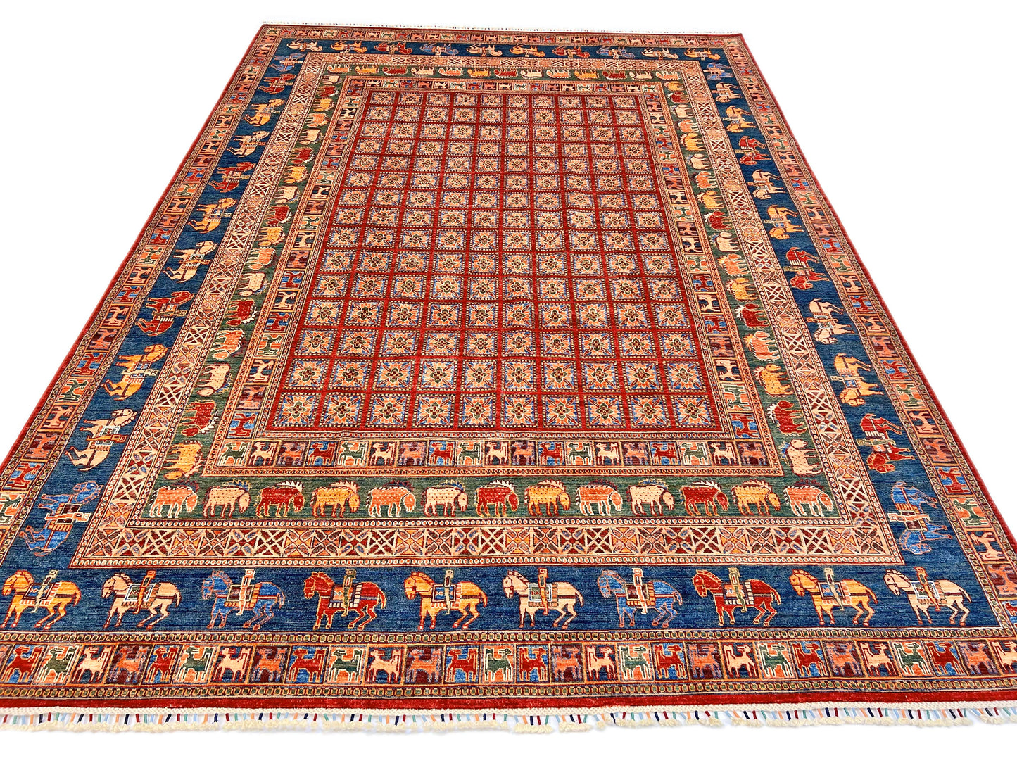 Afghan Pazyryk (8'08"x12'02") red/blue