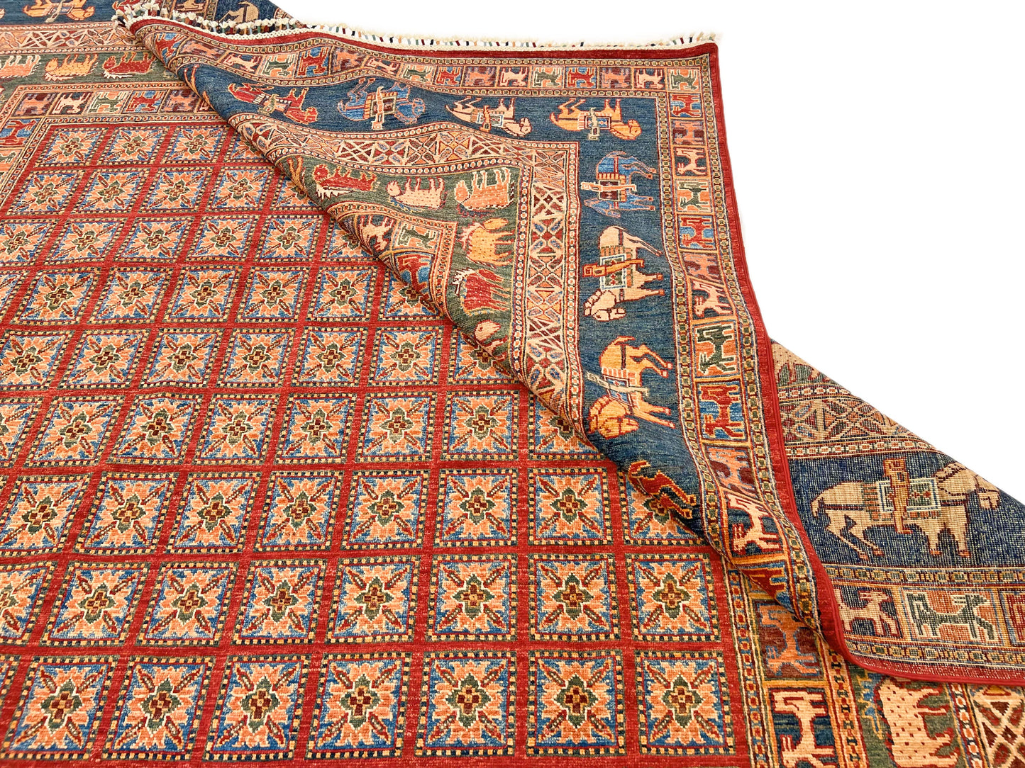 Afghan Pazyryk (8'08"x12'02") red/blue