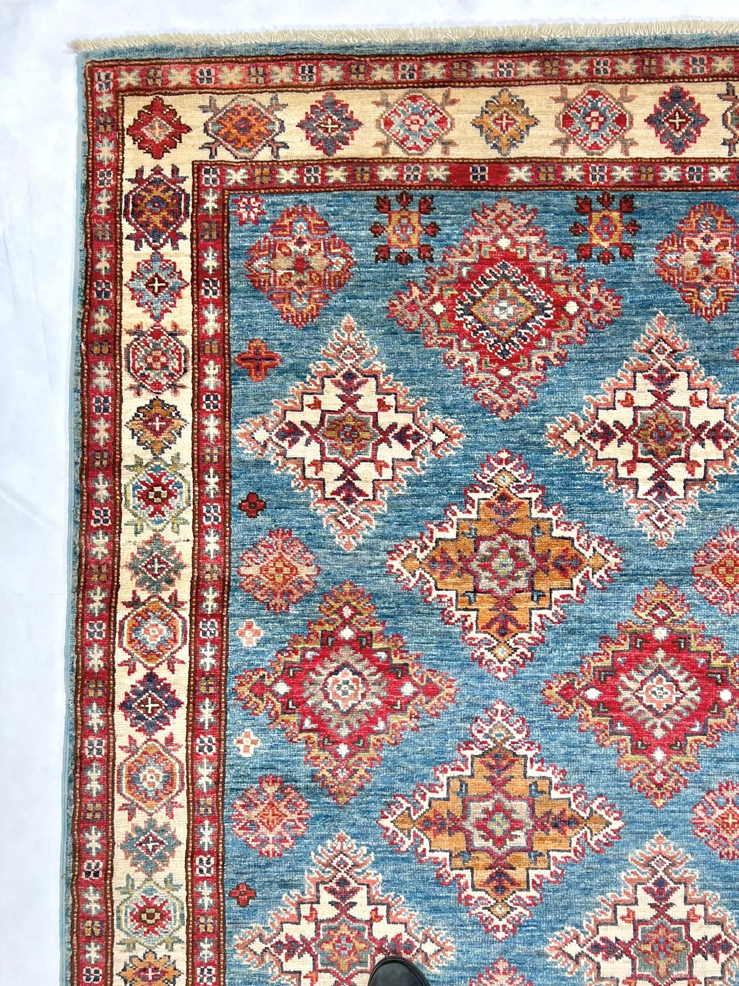 Super Kazak (3'07"x5'03") denim blue/ivory