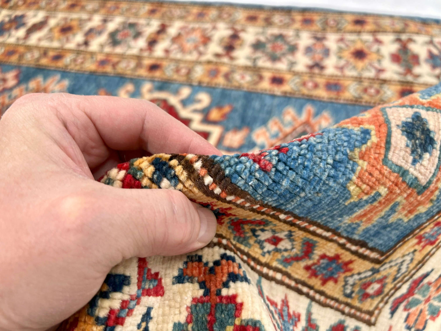 Super Kazak (2'11"x4'00") denim blue/ivory