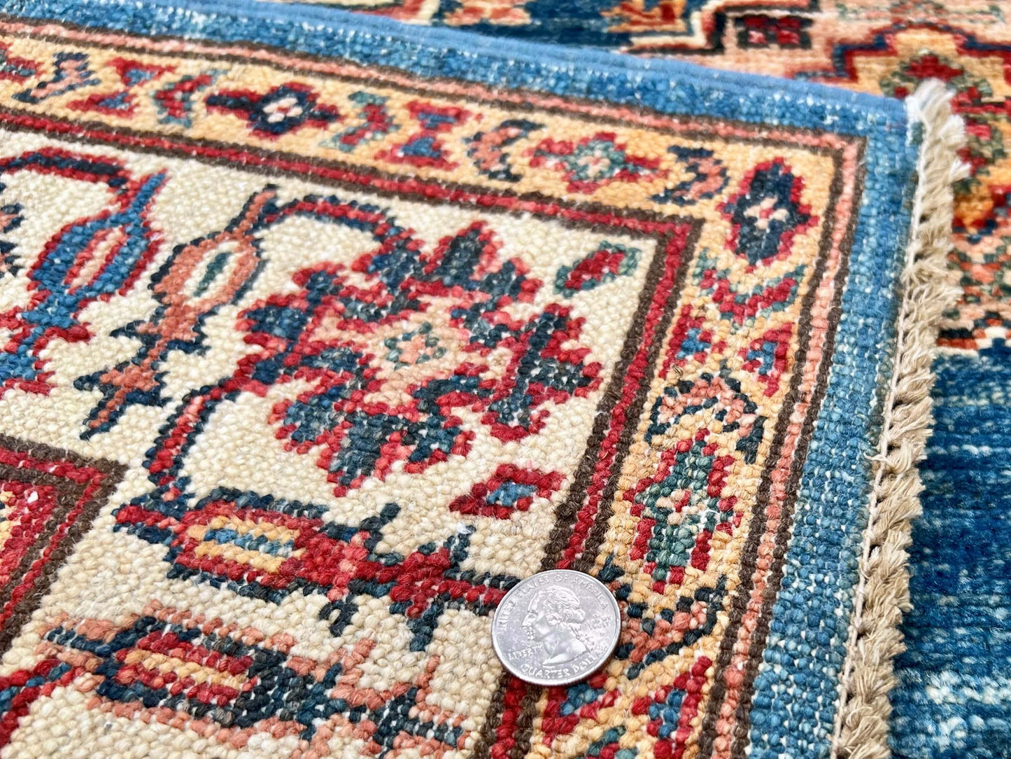Super Kazak (3'04"x4'10") denim blue/ivory