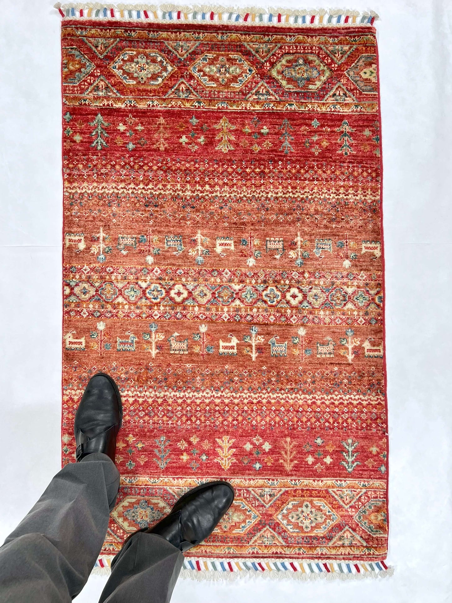 Afghan Khorjin-Gabbeh (2'06"x4'02") rust/red