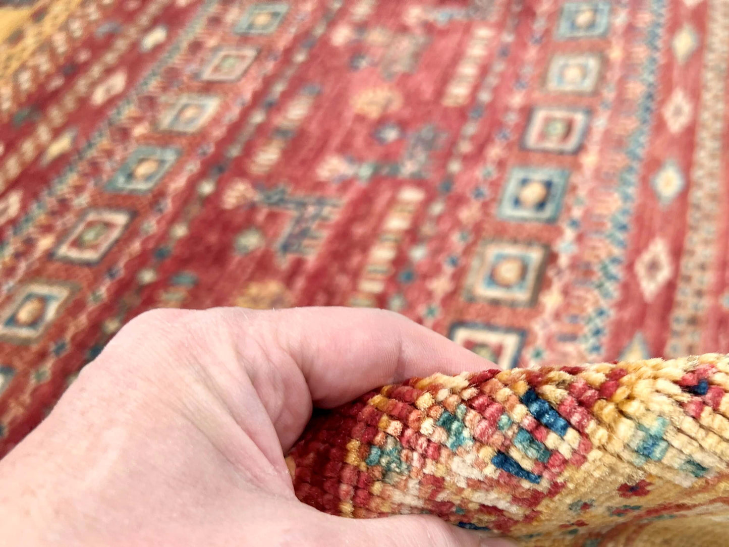 Afghan Khorjin-Gabbeh (2'08"x3'09") rust/gold