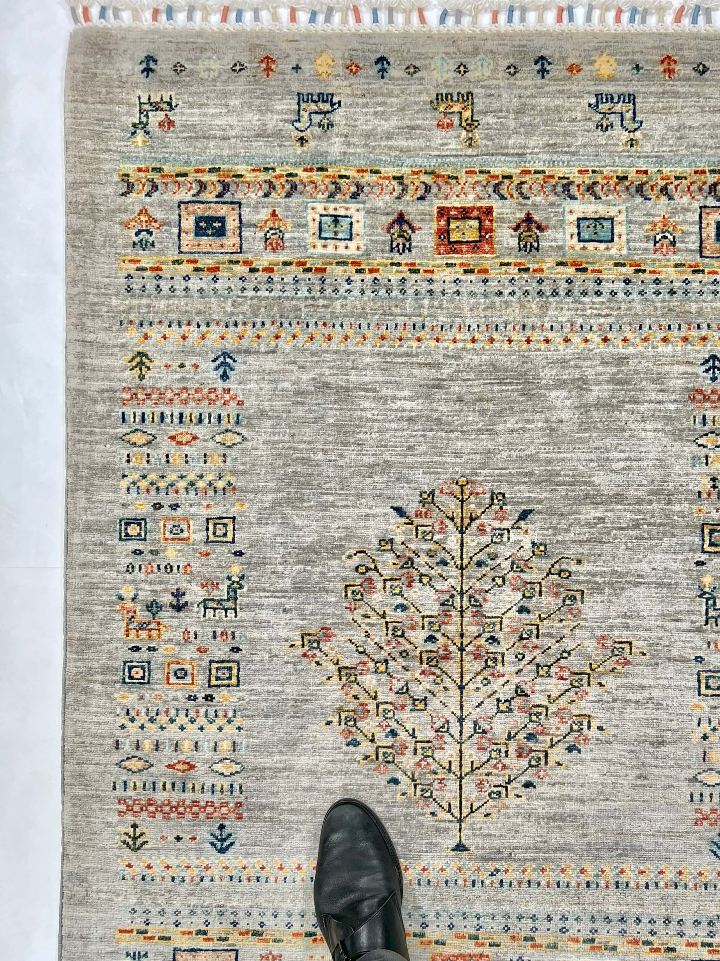 Afghan Tree of Life Gabbeh (3'03"x4'10") silver