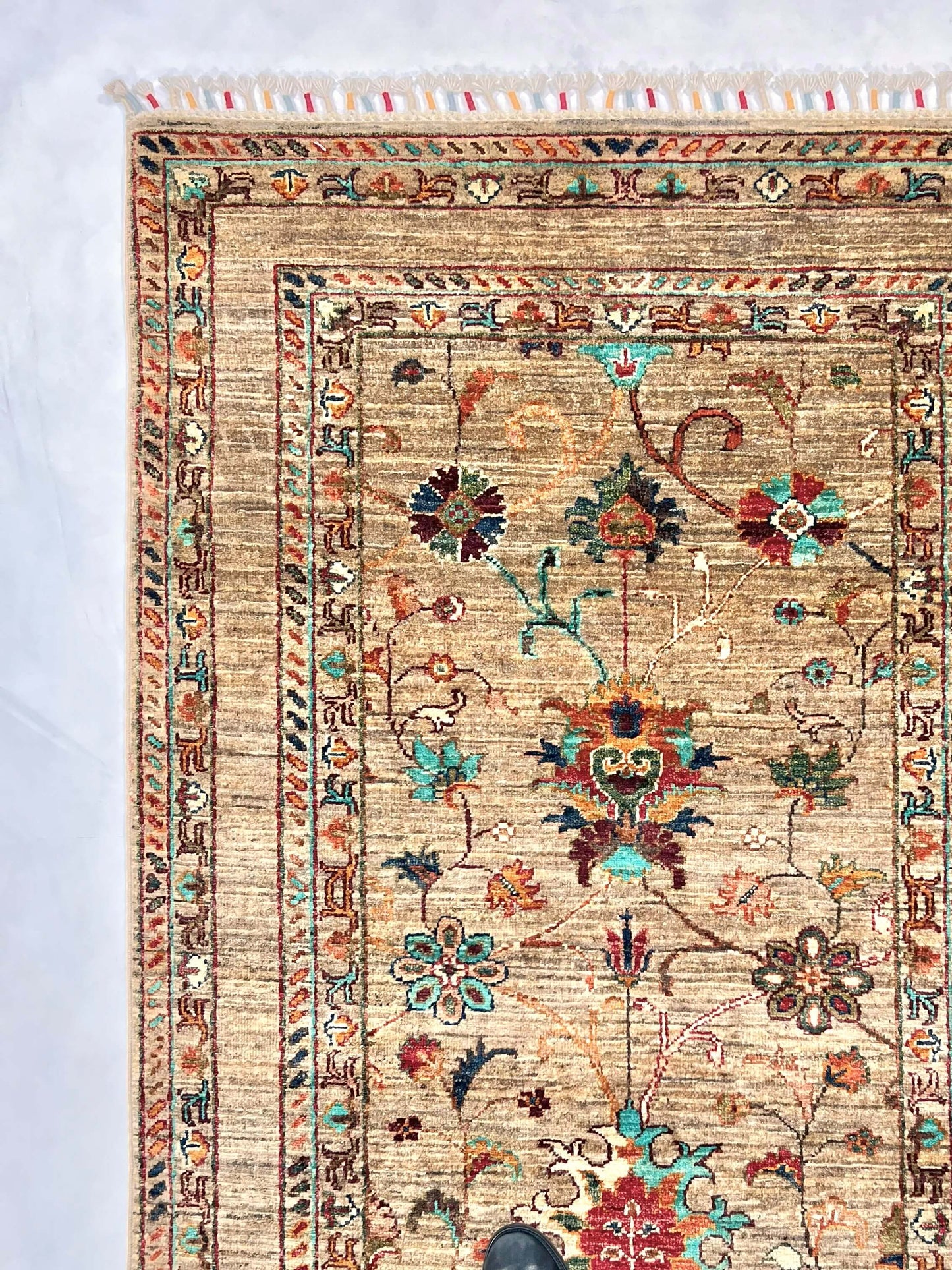 Khorjin (3'03"x4'11") camel/turquoise