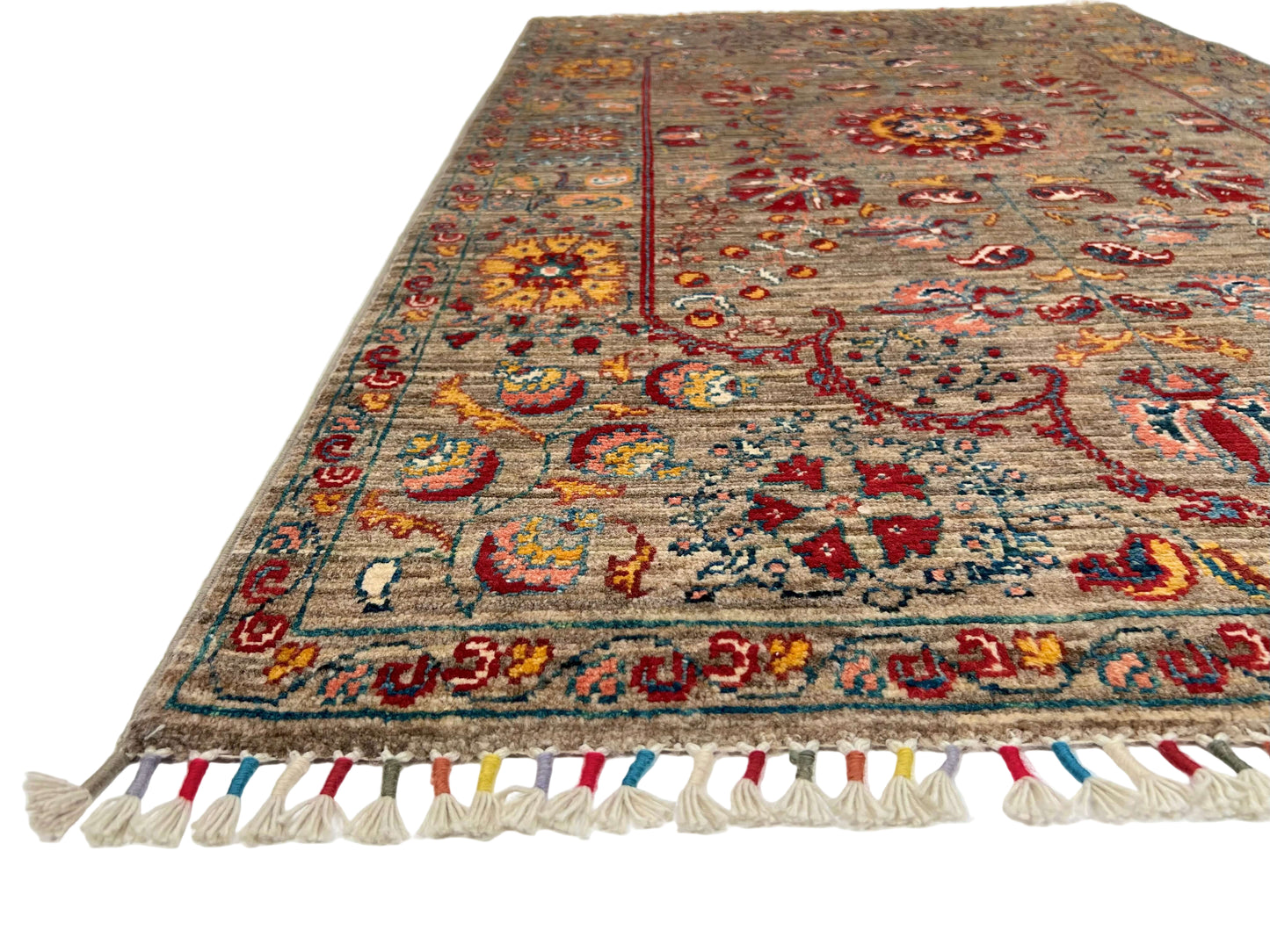 Afghan Khorjin - Suzani (3'02"x5'00") camel/red