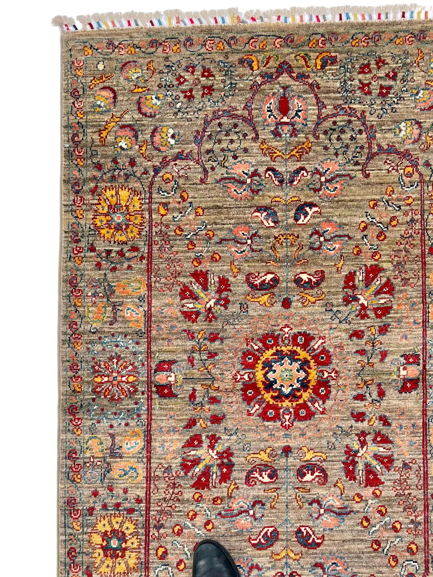 Afghan Khorjin - Suzani (3'02"x5'00") camel/red