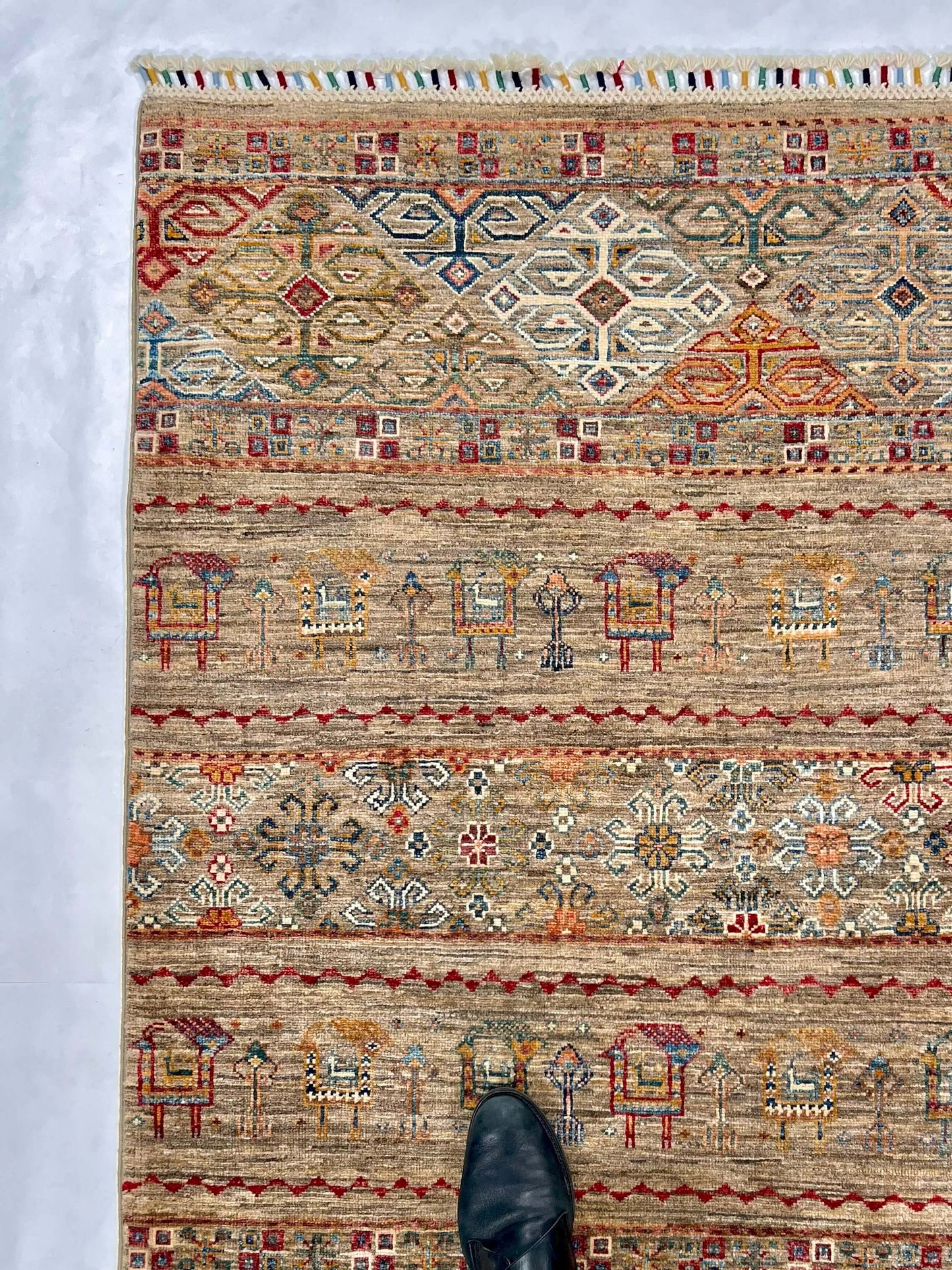 Afghan Khorjin (3'02"x4'08") camel/multicolor