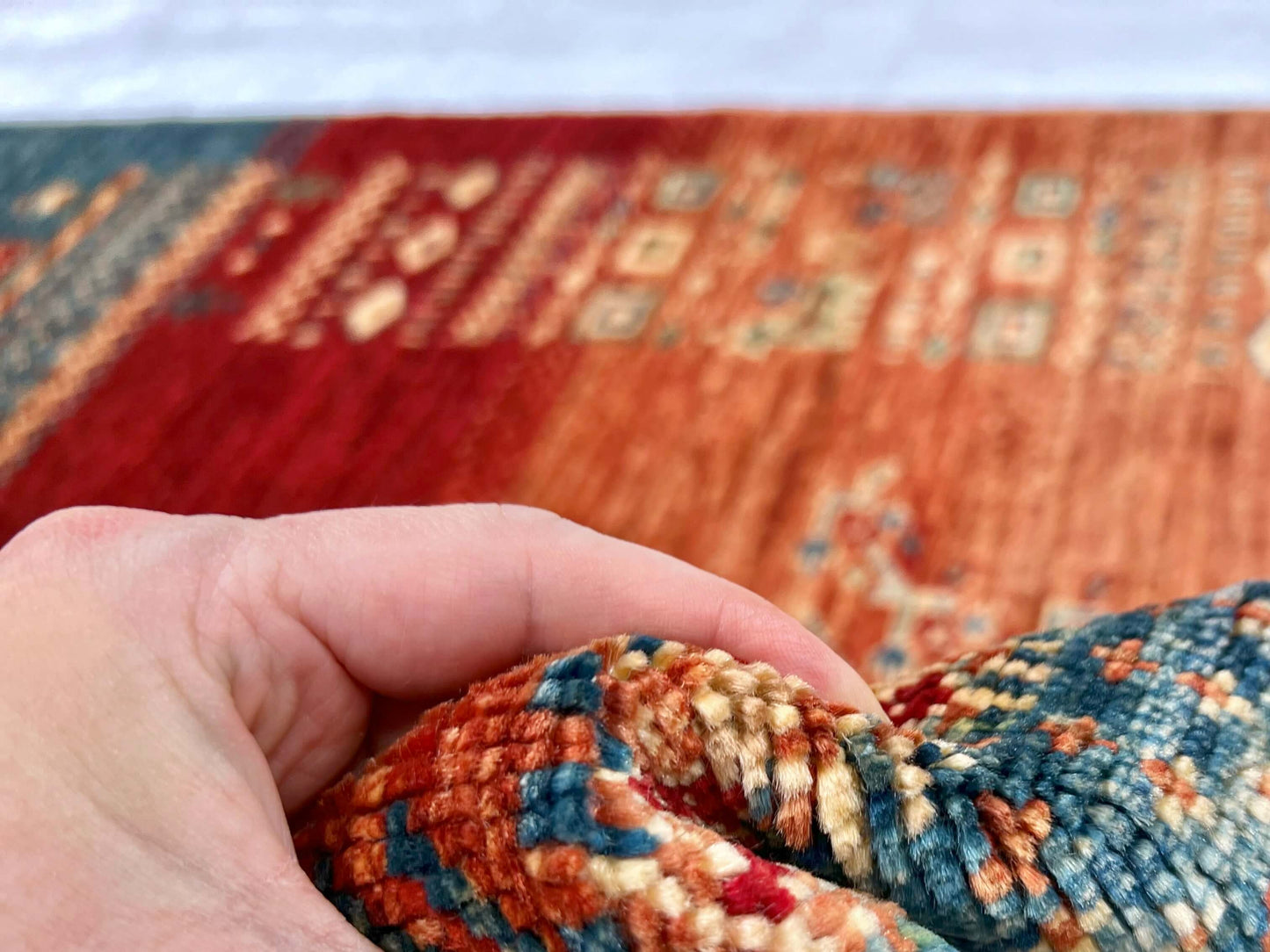 Afghan Tree of Life Gabbeh (3'04"x5'00") rust/blue