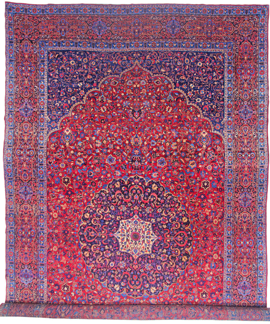 Antique Persian Lavar Kerman (11'06"x20'00) dk.red/indigo