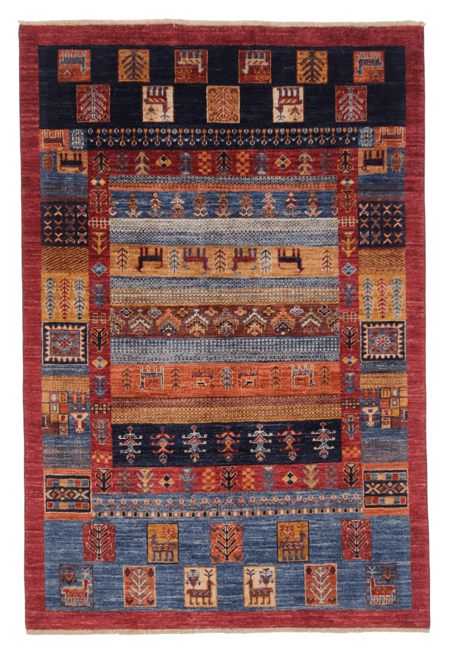 Afghan Gabbeh (4'02"x6'03") navy/blue/red