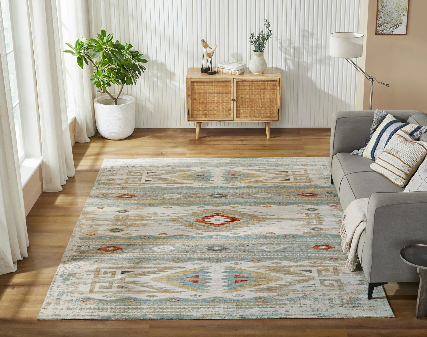Belmont Collection 113862 Ivory/Blue/Multicolor