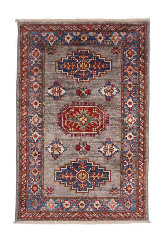 Super Kazak (1'11"x2'11") steel gray/blue