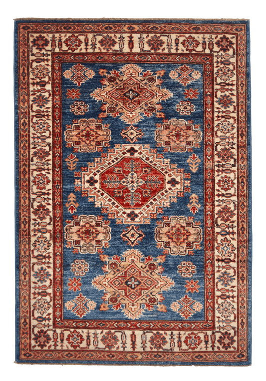 Super Kazak (3'04"x4'10") denim blue/ivory
