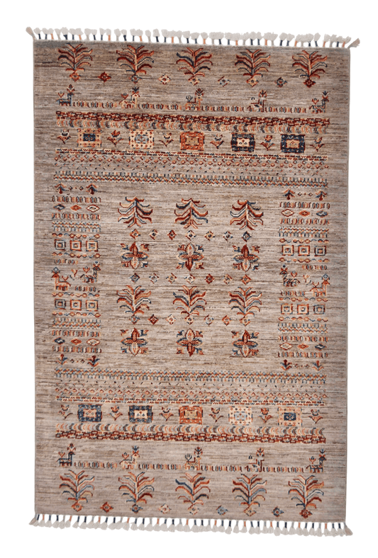 Afghan Khorjin (3'04"x5'00") silver/multicolor