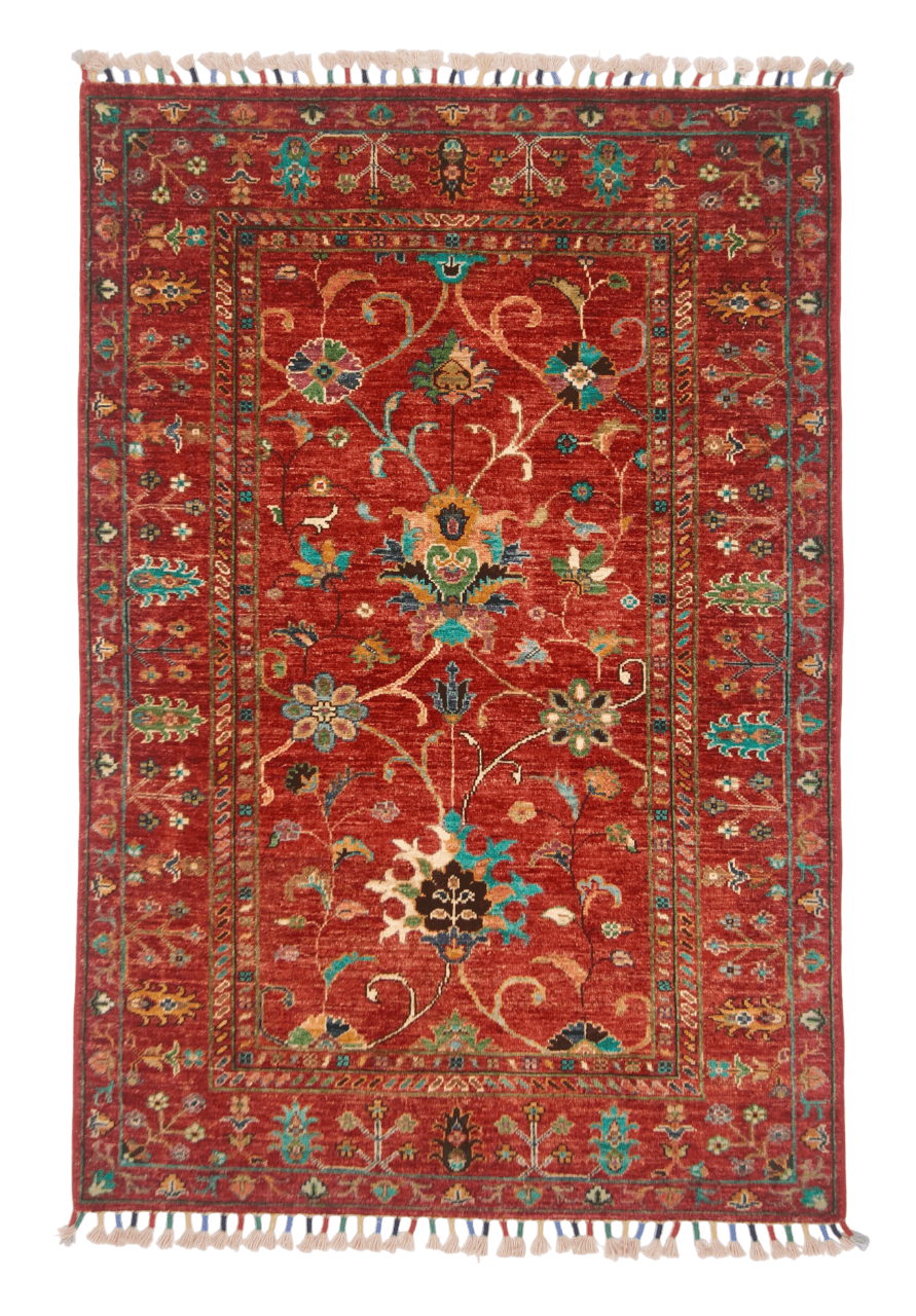 Afghan Aryana (3'04"x5'00") red/turquoise