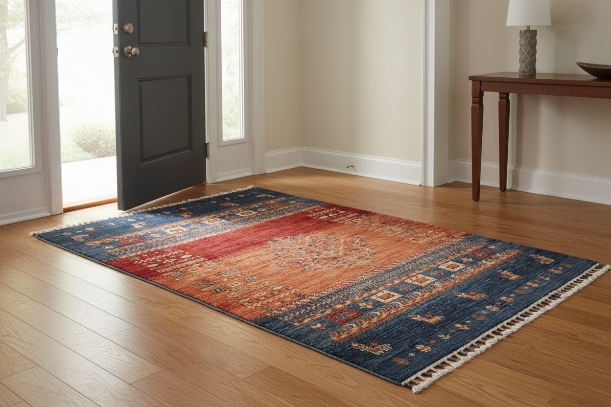 Afghan Tree of Life Gabbeh (3'04"x5'00") rust/blue